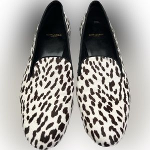 Saint Laurent Calf Hair Animal Print Loafers
